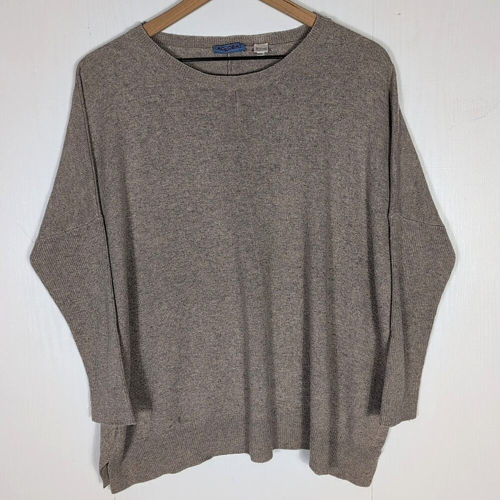 Acrobat Women’s Silk Cashmere Sweater XS/S Gray Asymmetrical Hem Split Side Knit
